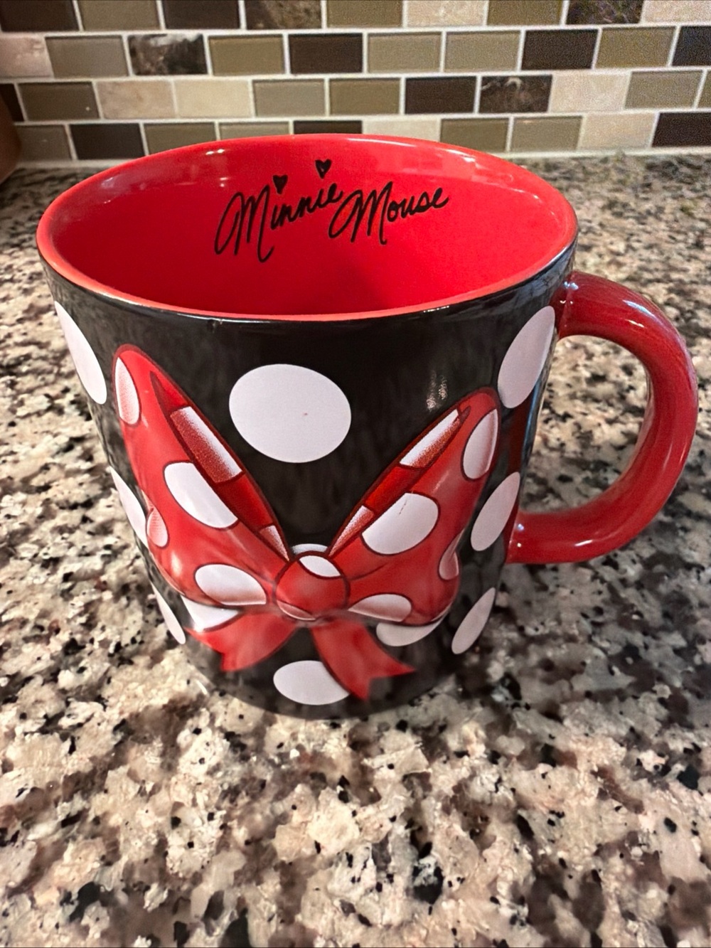 Disney Minnie Mouse Red, Black & White Bow Ceramic Mug